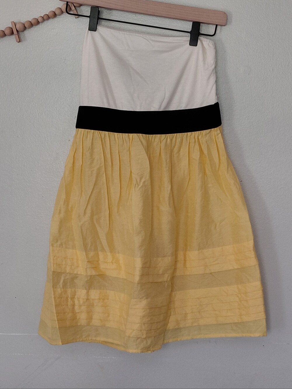 Y2K Strapless Yellow/white Tube Top Mini Summer Dress Size M
